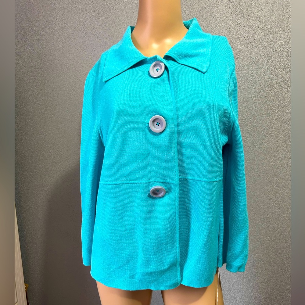NWT 250.00 Belford 100% Pima Cotton turquoise jacket size large - Picture 1 of 7